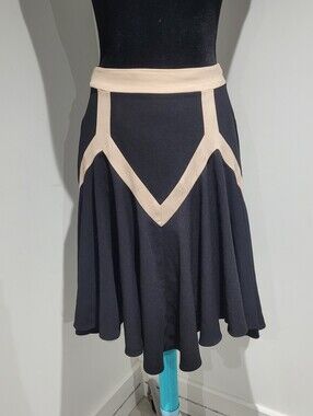 Leifsdottir by Anthropologie Women's Zenith Geo Fluted Hem Skirt 2 Black Beige